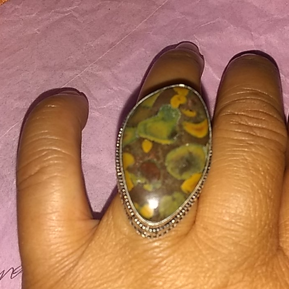 💗STUNNING!/ JASPER GEMSTONE RING SZ,7💕 - Picture 2 of 8